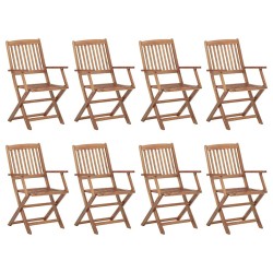 Chaises pliables d'extérieur et coussins lot de 8 Bois d'acacia 558247558247