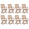 Chaises pliables d'extérieur et coussins lot de 8 Bois d'acacia 558247558247