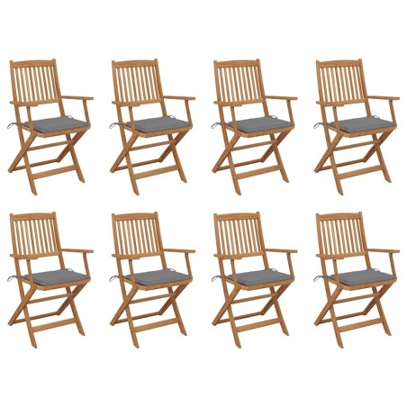 Chaises pliables d'extérieur et coussins lot de 8 Bois d'acacia 558249558249