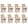 Chaises pliables d'extérieur et coussins lot de 8 Bois d'acacia 558249558249