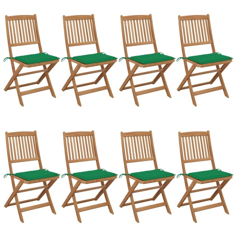 Chaises pliables de jardin lot de 8 avec coussins Bois d'acacia 558250558250