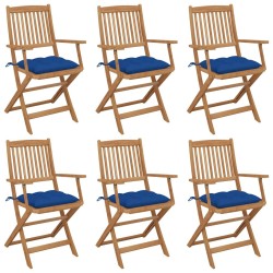 Chaises pliables de jardin lot de 6 avec coussins Bois d'acacia 558252558252