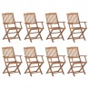 Chaises pliables d'extérieur et coussins lot de 8 Bois d'acacia 558253558253