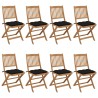 Chaises pliables de jardin lot de 8 avec coussins Bois d'acacia 558254558254
