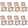 Chaises pliables de jardin lot de 8 avec coussins Bois d'acacia 558254558254