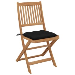 Chaises pliables de jardin lot de 8 avec coussins Bois d'acacia 558254558254