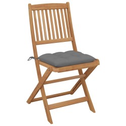 Chaises pliables de jardin lot de 8 avec coussins Bois d'acacia 558256558256