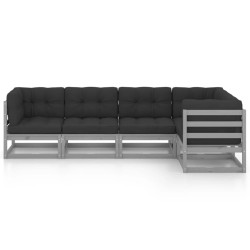 Salon de jardin 5 pcs avec coussins Bois de pin massif 558257558257