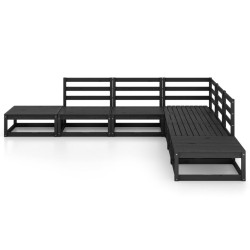 Salon de jardin 7 pcs noir bois de pin massif 558258558258