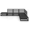 Salon de jardin 7 pcs noir bois de pin massif 558258558258