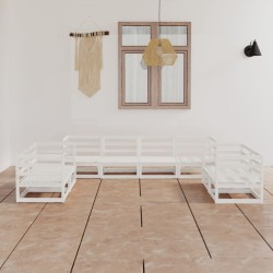 Salon de jardin 8 pcs Blanc Bois de pin massif 558259558259