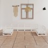 Salon de jardin 8 pcs Blanc Bois de pin massif 558259558259