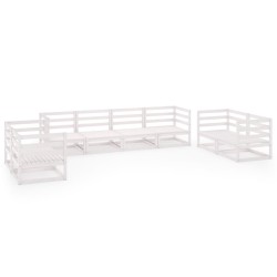 Salon de jardin 8 pcs Blanc Bois de pin massif 558259558259