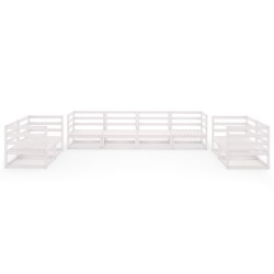 Salon de jardin 8 pcs Blanc Bois de pin massif 558259558259