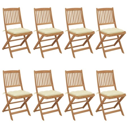 Chaises pliables de jardin lot de 8 avec coussins Bois d'acacia 558260558260