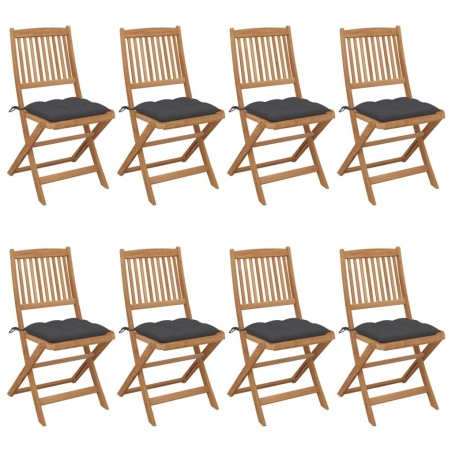 Chaises pliables de jardin lot de 8 avec coussins Bois d'acacia 558261558261