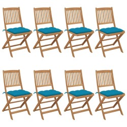 Chaises pliables de jardin lot de 8 avec coussins Bois d'acacia 558262558262