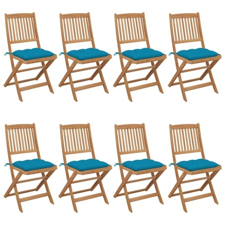 Chaises pliables de jardin lot de 8 avec coussins Bois d'acacia 558262558262