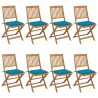 Chaises pliables de jardin lot de 8 avec coussins Bois d'acacia 558262558262