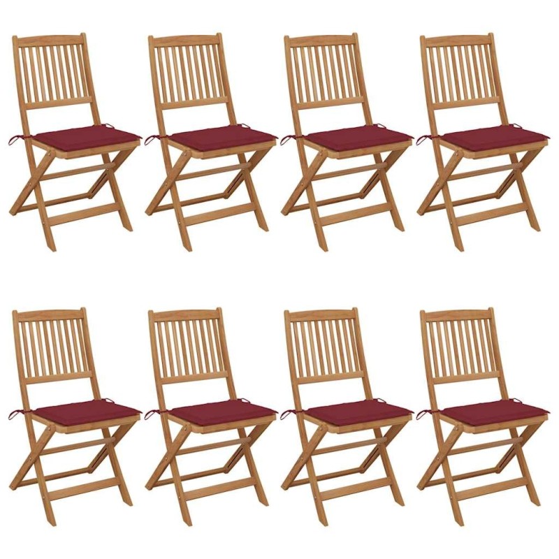 Chaises pliables de jardin lot de 8 avec coussins Bois d'acacia 558265558265