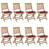Chaises pliables de jardin lot de 8 avec coussins Bois d'acacia 558265558265