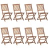 Chaises pliables de jardin lot de 8 avec coussins Bois d'acacia 558265558265