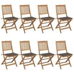 Chaises pliables de jardin lot de 8 avec coussins Bois d'acacia 558266558266