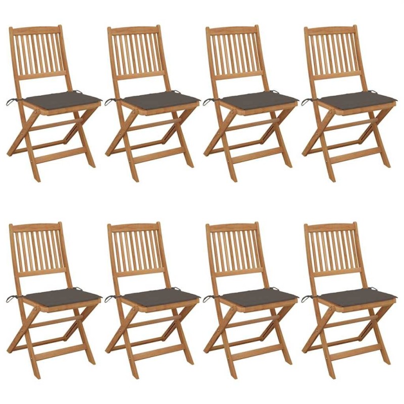 Chaises pliables de jardin lot de 8 avec coussins Bois d'acacia 558266558266