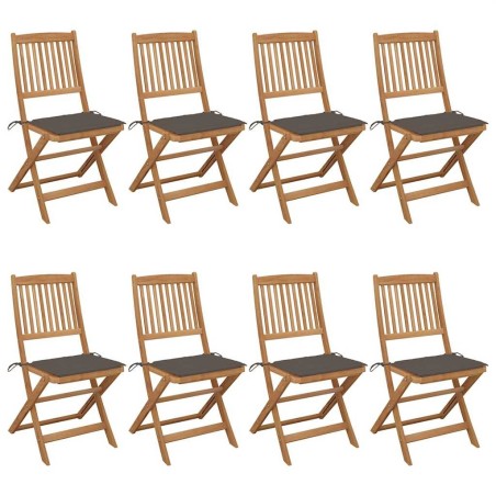 Chaises pliables de jardin lot de 8 avec coussins Bois d'acacia 558266558266