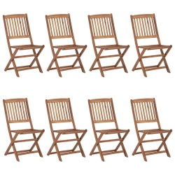 Chaises pliables de jardin lot de 8 avec coussins Bois d'acacia 558267558267