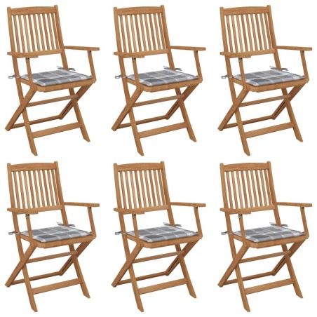 Chaises pliables de jardin lot de 6 avec coussins Bois d'acacia 558268558268
