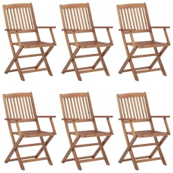 Chaises pliables de jardin lot de 6 avec coussins Bois d'acacia 558268558268