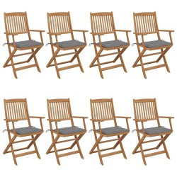 Chaises pliables de jardin lot de 8 avec coussins Bois d'acacia 558269558269
