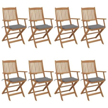 Chaises pliables de jardin lot de 8 avec coussins Bois d'acacia 558269558269