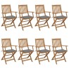 Chaises pliables de jardin lot de 8 avec coussins Bois d'acacia 558269558269