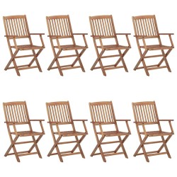 Chaises pliables de jardin lot de 8 avec coussins Bois d'acacia 558269558269