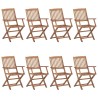 Chaises pliables de jardin lot de 8 avec coussins Bois d'acacia 558269558269