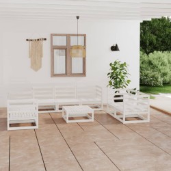 Salon de jardin 8 pcs Blanc Bois de pin massif 558270558270