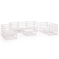 Salon de jardin 8 pcs Blanc Bois de pin massif 558270558270