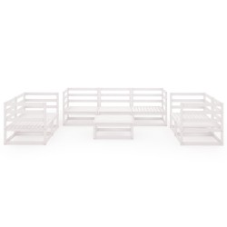 Salon de jardin 8 pcs Blanc Bois de pin massif 558270558270