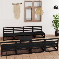 Salon de jardin 9 pcs noir bois de pin massif 558271558271