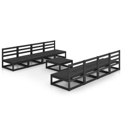 Salon de jardin 9 pcs noir bois de pin massif 558271558271