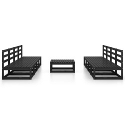 Salon de jardin 9 pcs noir bois de pin massif 558271558271