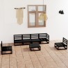 Salon de jardin 7 pcs noir bois de pin massif 558275558275
