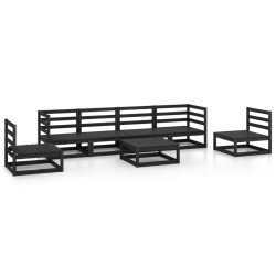 Salon de jardin 7 pcs noir bois de pin massif 558275558275