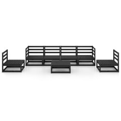 Salon de jardin 7 pcs noir bois de pin massif 558275558275