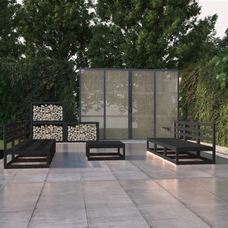 Salon de jardin 7 pcs noir bois de pin massif 558278558278
