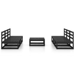 Salon de jardin 7 pcs noir bois de pin massif 558278558278