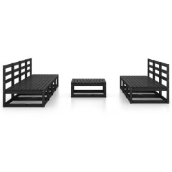 Salon de jardin 8 pcs noir bois de pin massif 558279558279
