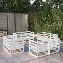 Salon de jardin 8 pcs Blanc Bois de pin massif 558280558280